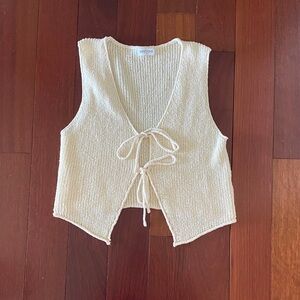 Vestique Cream Knit Tie-Front Blouse
